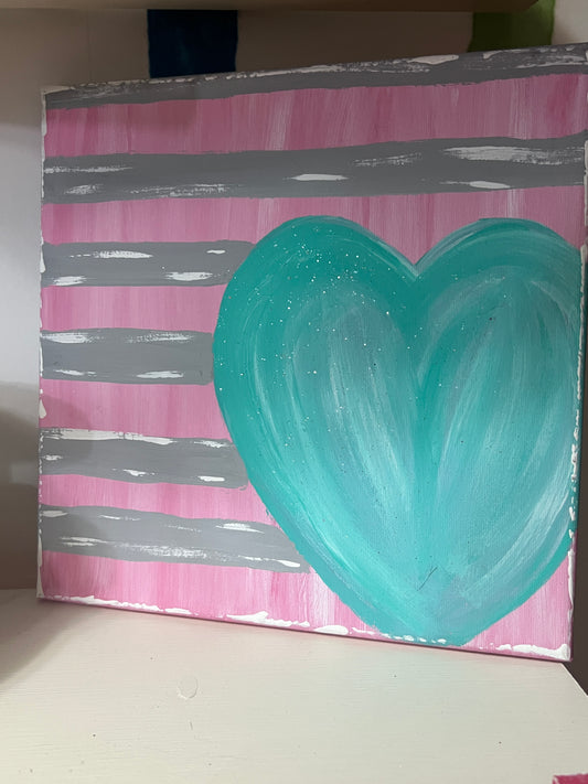 Canvas Heart - Aqua