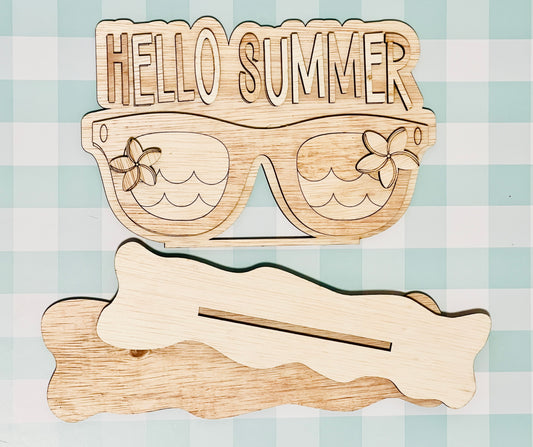 Hello Summer Beachy Sunglasses Shelf Sitter