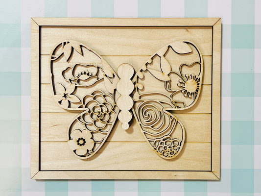 Floral Layered Butterfly Plaque